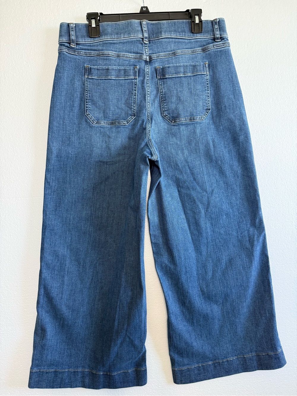 Spanx High Rise Cropped Wide Leg Jeans Blue Wash Women Size XL - Picture 3 of 13